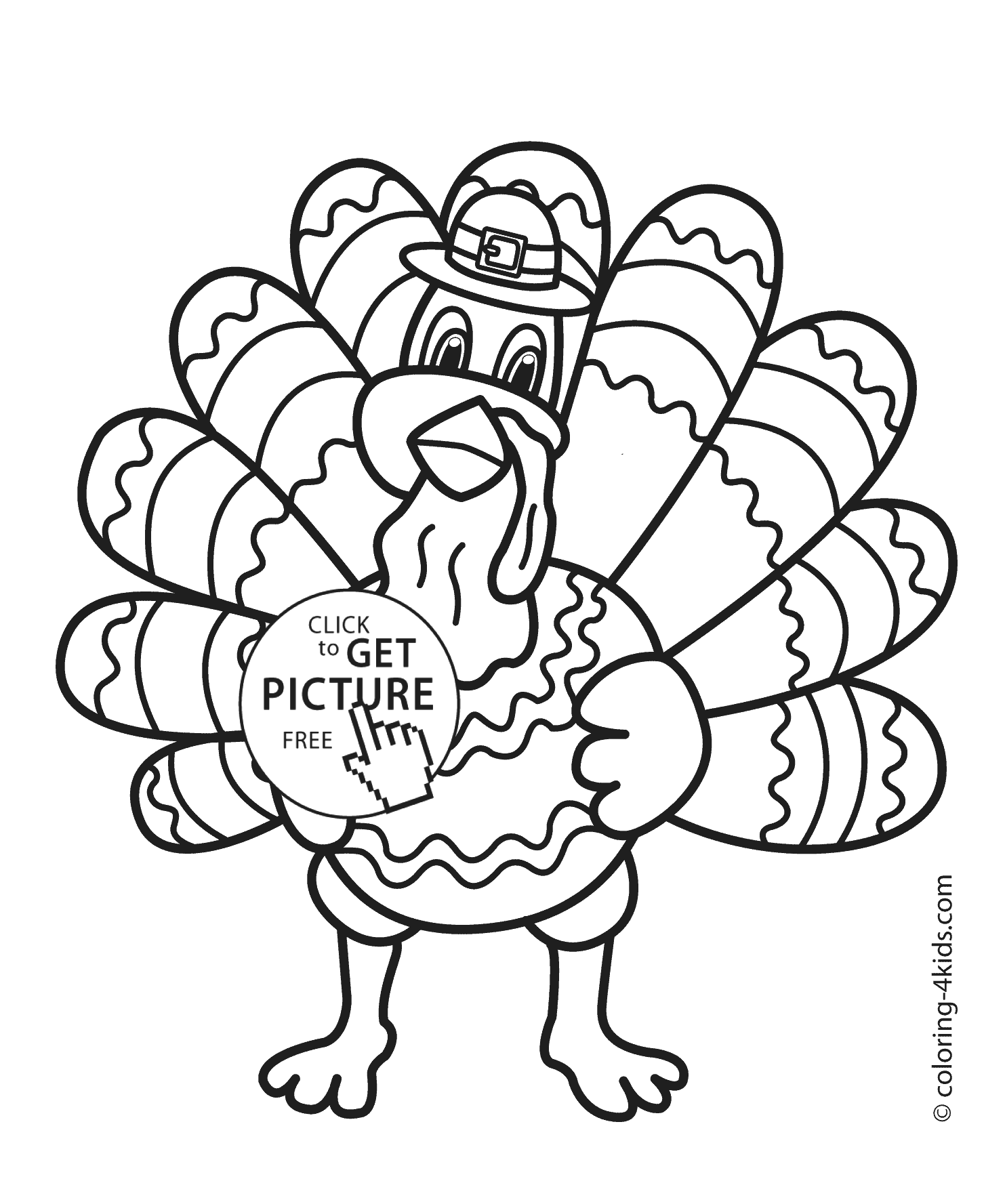 Thanksgiving day turkey coloring pages for kids, printable free