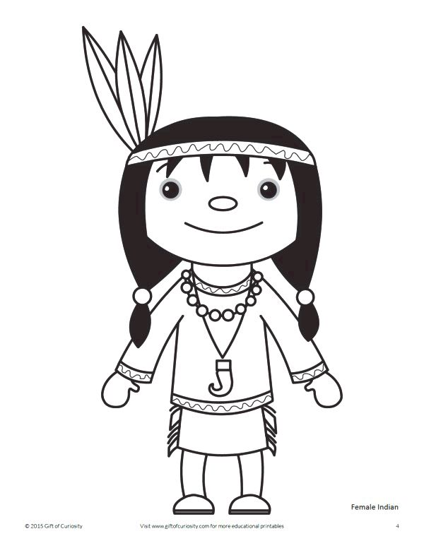 Thanksgiving Indian Coloring Page