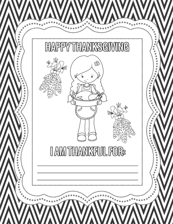 I Am Thankful Coloring Page