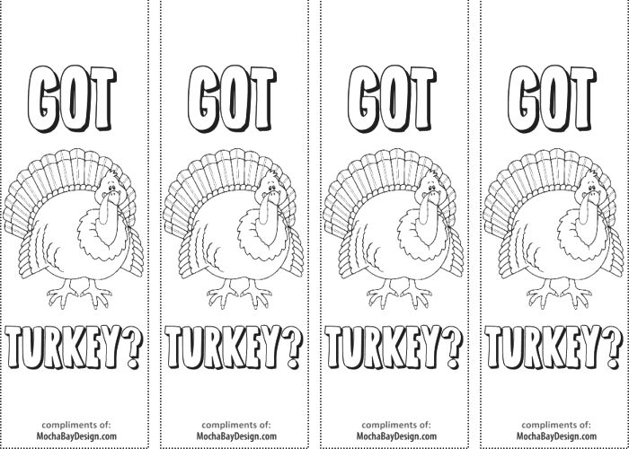 Thanksgiving Coloring Bookmarks