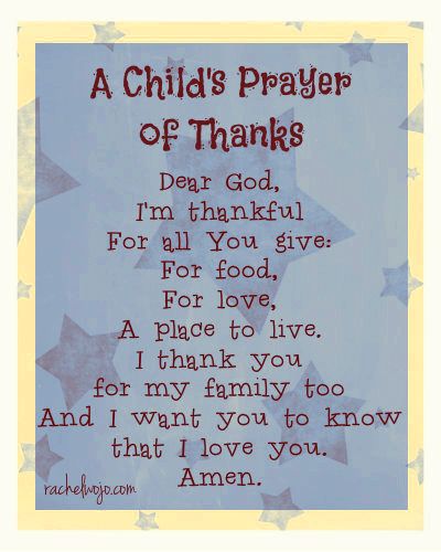 childs prayer of thanks
