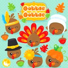 80% off purchase thanksgiving clipart commercial use, poultry clipart, kawaii clipart, fall vector graphics, thanksgiving digital image - cl1035 by prettygrafik design digital files