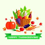 Happy Thanksgiving day vector greeting card with Stock Photography