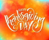 Vector thanksgiving day greeting lettering phrase - happy thanksgiving day - on blur autumn background with flares Royalty Free Stock Photo