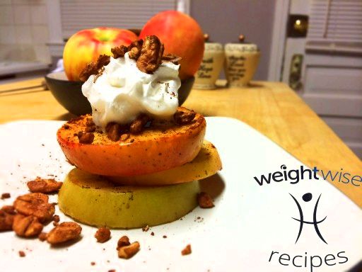 Baked Apples with Cocoa Pecans & Cream