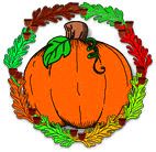 harvest wreath with a pumpkin
