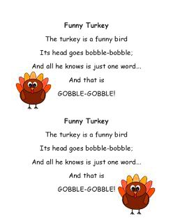 Short poultry songs - poultry poems for recitation - kid thanksgiving spread my