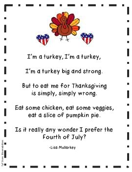 Short poultry songs - poultry poems for recitation - kid thanksgiving You may either