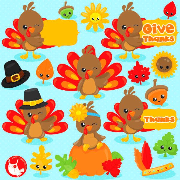 Mr gobble gobble - cute digital clipart - commercial use ok, poultry clipart, poultry graphics, thanksgiving clipart by jw illustrations in vector image