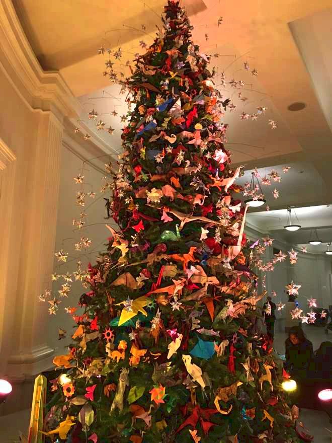 Origami Christmas Tree at The Museum of Natural History